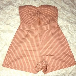 Pink and Beige Striped Romper